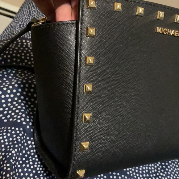 Michel kora black with gold studs crossbody bag - Picture 2 of 5